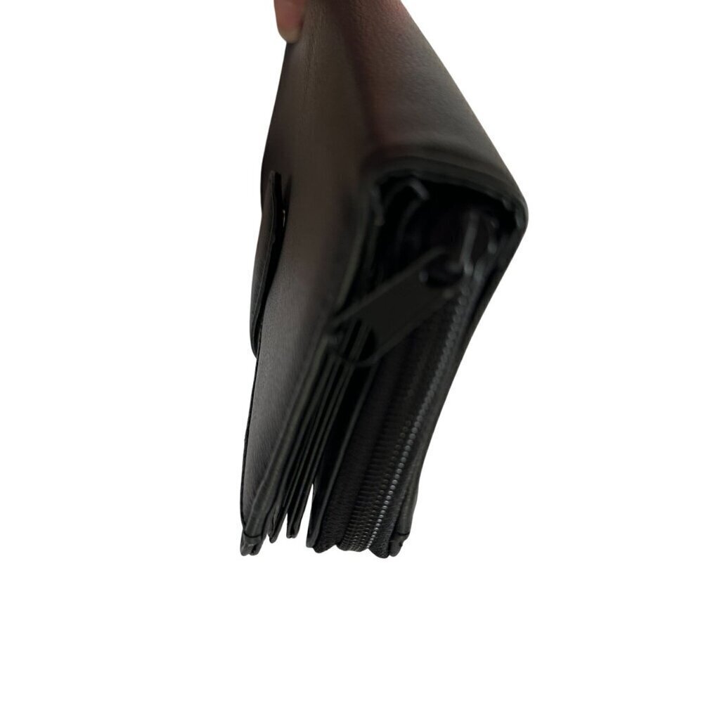 Black Faux Leather Wallet Women Wristlet Strap Multiple Card Slots Zipper Snap - Picture 13 of 15